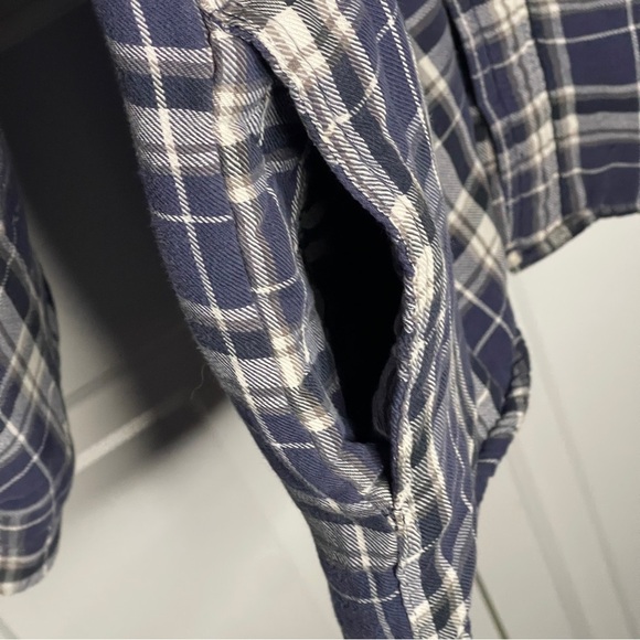 Wrangler Sherpa Lined Flannel Shirt Jacket Size Large Blue Plaid Workwear Chore - Picture 3 of 9